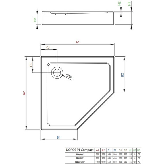 Поддон акриловый Radaway Doros PT Compact 90х90 см SDRPTP9090-05 фото 2