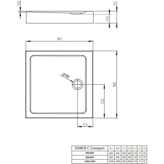 Поддон акриловый Radaway Doros C1000 Compact 100х100 см SDRC1010-05 фото 2