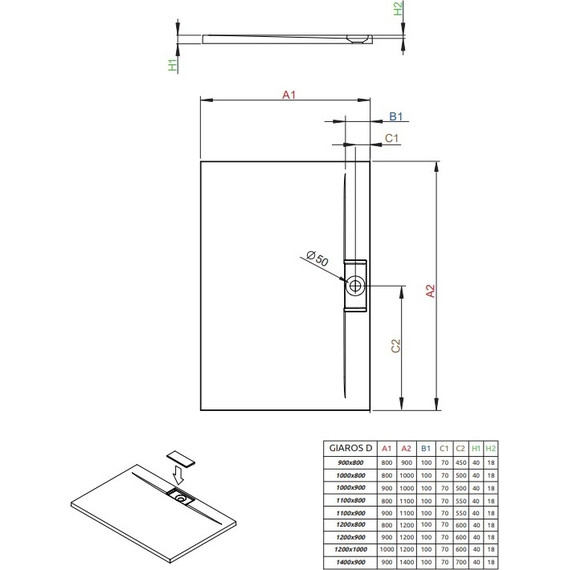 Поддон мраморный Radaway Giaros D 120х100 см M3GRD1210 - 2 Поддон мраморный Radaway Giaros D 120х100 см M3GRD1210 фото 2