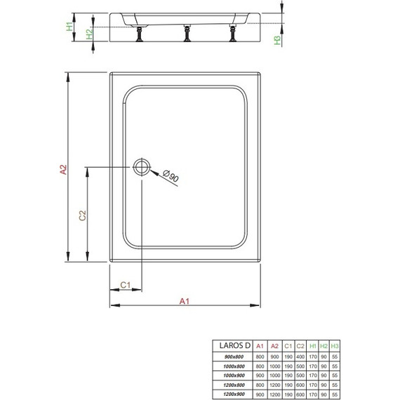 Поддон акриловый Radaway Laros D Compact 100х80 см SLD81017-01 фото 2