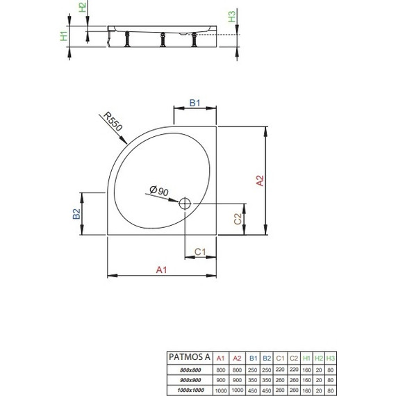 Поддон акриловый Radaway Patmos A800 80х80 см 4S88155-03 - 2 Поддон акриловый Radaway Patmos A800 80х80 см 4S88155-03 фото 2