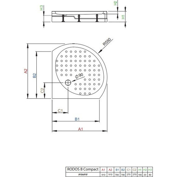 Поддон акриловый Radaway Rodos B900 Compact 91х91 см 4D99155-03 фото 2