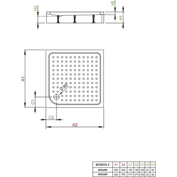Поддон акриловый Radaway Rodos С800 Compact 80х80 см 4K88155-04 фото 2