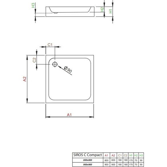 Поддон акриловый Radaway Siros C900 Compact 90х90 см SBC9917-2 фото 2