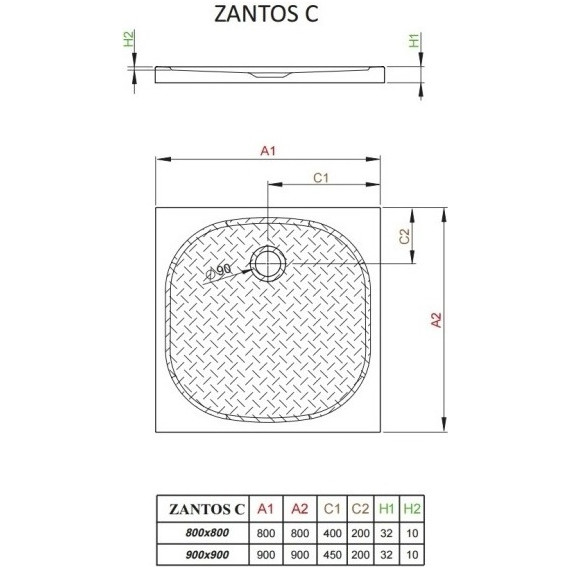 Поддон мраморный Radaway Zantos C 90х90 см M3ZNC9090-06 фото 2