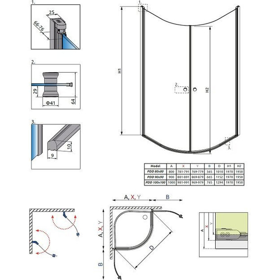 Душевое ограждение Radaway EOS PDD 80х80 см, хром/прозрачное фото 4