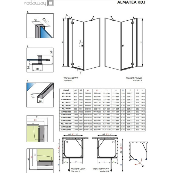 Душевое ограждение Radaway Almatea KDJ R 100х90 см, хром/матовое фото 3