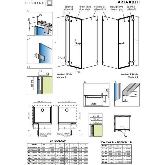Душевое ограждение Radaway Arta KDJ II + S1 140х100 см L/R, хром/прозрачное фото 3