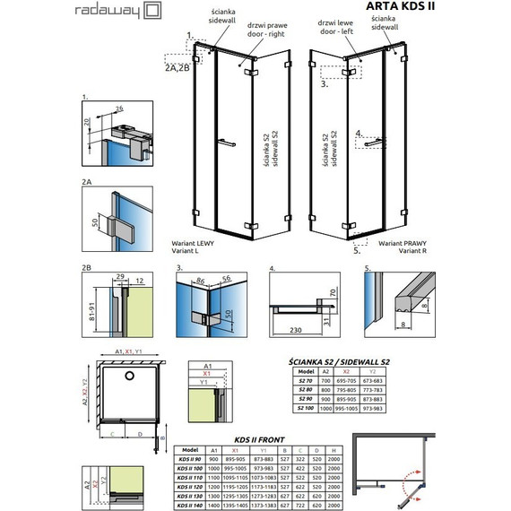 Душевое ограждение Radaway Arta KDS II + S2 100х80 см L/R, хром/прозрачное фото 3