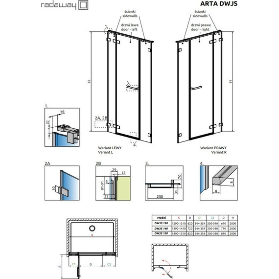 Душевая дверь Radaway Arta DWJS 130 см L/R, хром/прозрачное - 2 Душевая дверь Radaway Arta DWJS 130 см L/R, хром/прозрачное фото 2