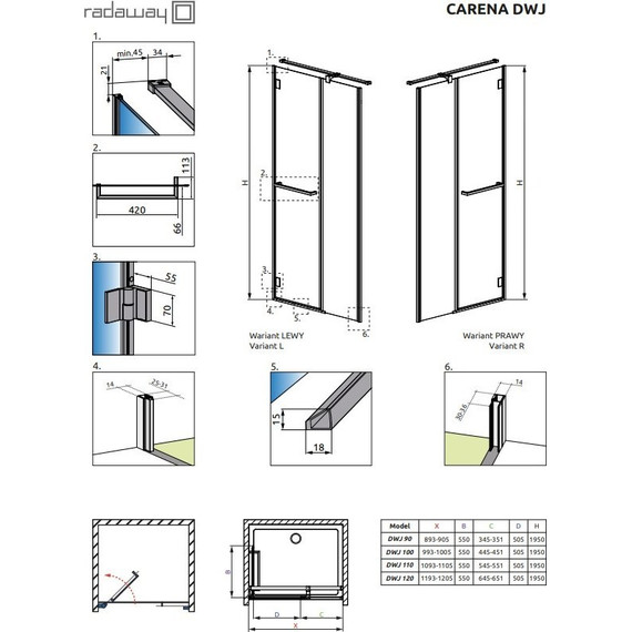 Душевая дверь Radaway Carena DWJ 120 см L/R, хром/прозрачное - 3 Душевая дверь Radaway Carena DWJ 120 см L/R, хром/прозрачное фото 3