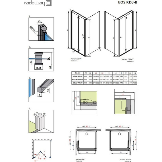 Душевое ограждение Radaway EOS KDJ-B 80х100 см L/R, хром/прозрачное - 3 Душевое ограждение Radaway EOS KDJ-B 80х100 см L/R, хром/прозрачное фото 3