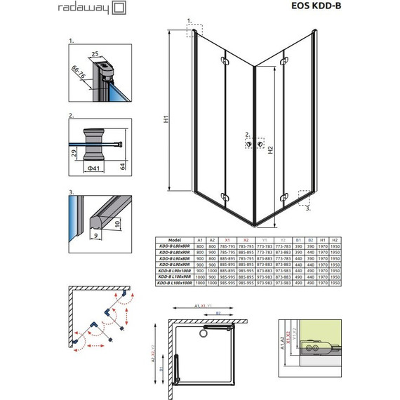 Душевое ограждение Radaway EOS KDD-B 80х80 см, хром/прозрачное фото 3