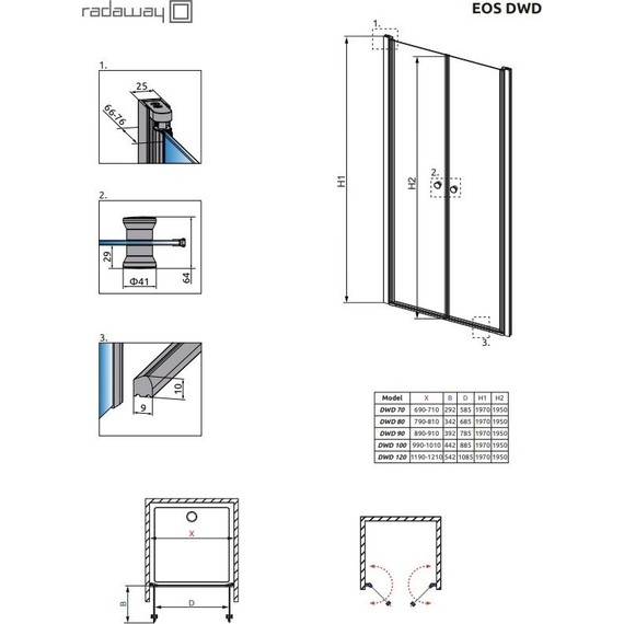 Душевая дверь Radaway EOS DWD 90 см, хром/прозрачное - 3 Душевая дверь Radaway EOS DWD 90 см, хром/прозрачное фото 3