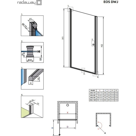 Душевая дверь Radaway EOS DWJ 80 см, хром/прозрачное - 3 Душевая дверь Radaway EOS DWJ 80 см, хром/прозрачное фото 3