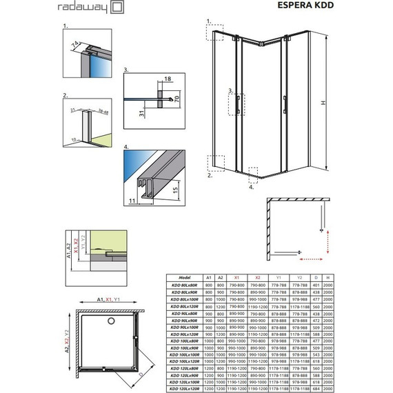 Душевое ограждение Radaway Espera KDD 90х90 см, хром/прозрачное фото 3