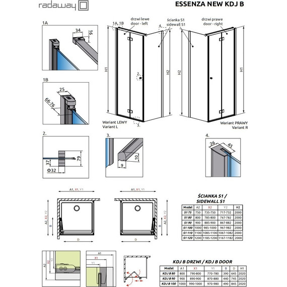 Душевое ограждение Radaway Essenza New KDJ-B 80х80 см L/R, хром/прозрачное фото 3