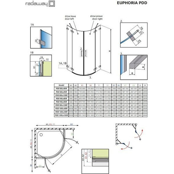 Душевое ограждение Radaway Euphoria PDD 80х80 см, хром/прозрачное фото 3