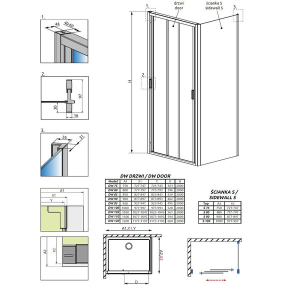 Душевое ограждение Radaway Evo DW+S 85х80 см, хром/прозрачное - 3 Душевое ограждение Radaway Evo DW+S 85х80 см, хром/прозрачное фото 3