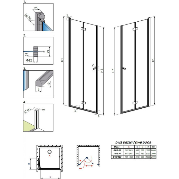 Душевая дверь Radaway Fuenta New DWB 80 см L/R, хром/прозрачное - 3 Душевая дверь Radaway Fuenta New DWB 80 см L/R, хром/прозрачное фото 3