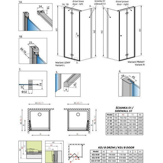 Душевое ограждение Radaway Fuenta New KDJ-B 100х120 см L/R, хром/прозрачное - 4 Душевое ограждение Radaway Fuenta New KDJ-B 100х120 см L/R, хром/прозрачное фото 4