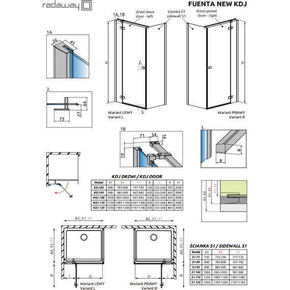 Душевое ограждение Radaway Fuenta New KDJ 100х90 см L/R, хром/прозрачное - 3 Душевое ограждение Radaway Fuenta New KDJ 100х90 см L/R, хром/прозрачное фото 3