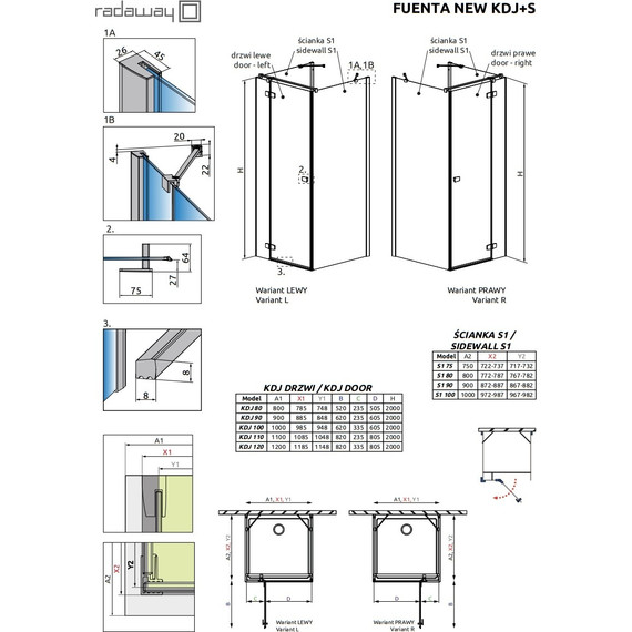 Душевое ограждение Radaway Fuenta New KDJ-S 120х100 см L/R, хром/прозрачное - 3 Душевое ограждение Radaway Fuenta New KDJ-S 120х100 см L/R, хром/прозрачное фото 3