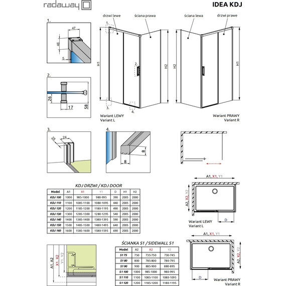 Душевое ограждение Radaway Idea KDJ 150х100 см L/R, хром/прозрачное - 3 Душевое ограждение Radaway Idea KDJ 150х100 см L/R, хром/прозрачное фото 3