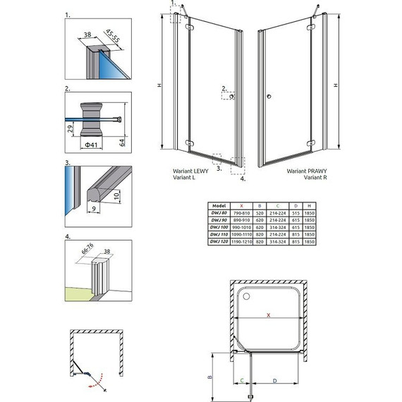 Душевая дверь Radaway Torrenta DWJ 110 см L/R, хром/прозрачное - 3 Душевая дверь Radaway Torrenta DWJ 110 см L/R, хром/прозрачное фото 3