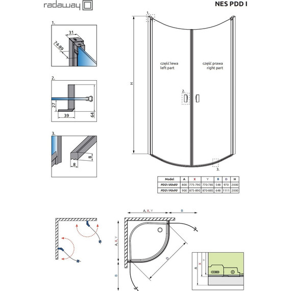 Душевое ограждение Radaway Nes PDD I 80х80 см, хром/прозрачное фото 3