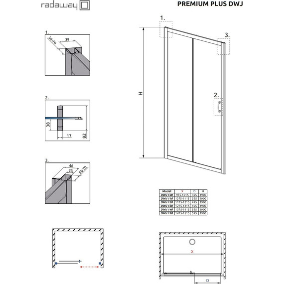 Душевая дверь Radaway Premium Plus DWJ 130х190 см, хром/прозрачное - 3 Душевая дверь Radaway Premium Plus DWJ 130х190 см, хром/прозрачное фото 3