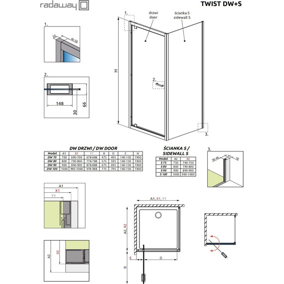 Душевая дверь Radaway Twist DW 80 см, хром/прозрачное - 3 Душевая дверь Radaway Twist DW 80 см, хром/прозрачное фото 3
