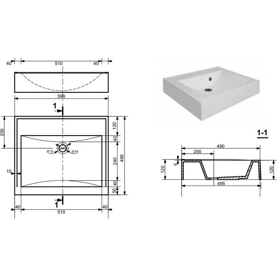 Раковина над стиральной машиной Эстет Комфорт 60 см, ФР-00000805 фото 2