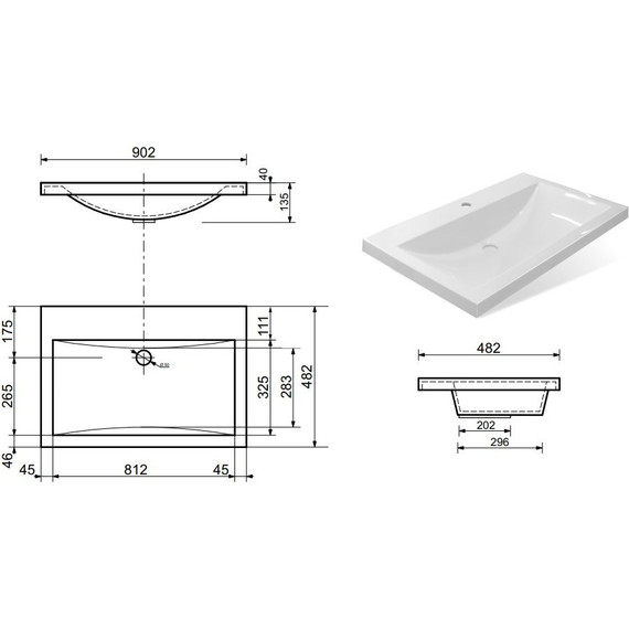 Раковина врезная на столешницу Эстет Монако 90 см ФР-00002610 фото 2