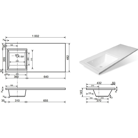 Раковина над стиральной машиной Эстет Dallas Luxe 100 см L ФР-00001971 - 2 Раковина над стиральной машиной Эстет Dallas Luxe 100 см L ФР-00001971 фото 2