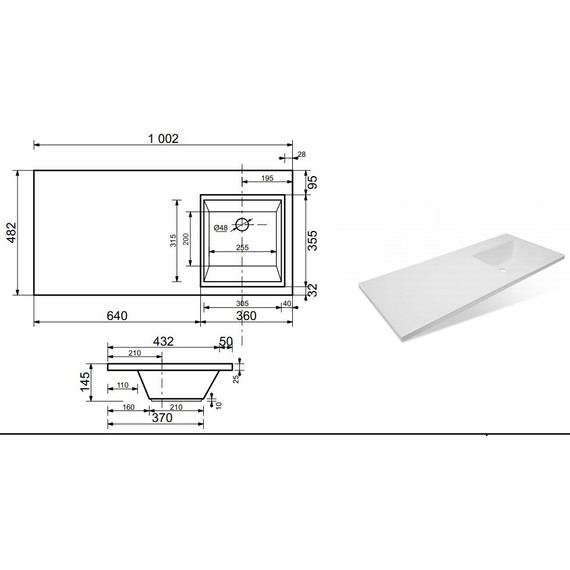 Раковина над стиральной машиной Эстет Dallas Luxe 100 см R ФР-00002062 - 2 Раковина над стиральной машиной Эстет Dallas Luxe 100 см R ФР-00002062 фото 2