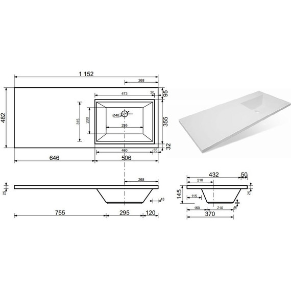 Раковина над стиральной машиной Эстет Dallas Luxe 115 см R ФР-00001937 - 2 Раковина над стиральной машиной Эстет Dallas Luxe 115 см R ФР-00001937 фото 2