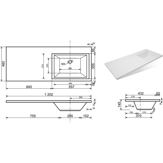 Раковина над стиральной машиной Эстет Dallas Luxe 120 см R ФР-00001528 - 2 Раковина над стиральной машиной Эстет Dallas Luxe 120 см R ФР-00001528 фото 2