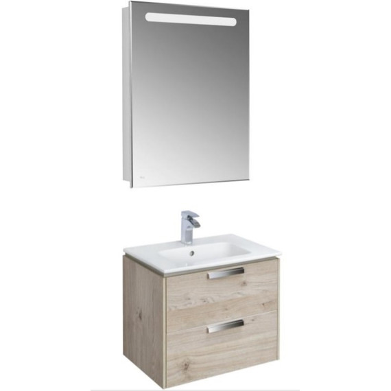 Тумба подвесная с раковиной Roca Lago 60 см 857295444, дуб светлый фото 4