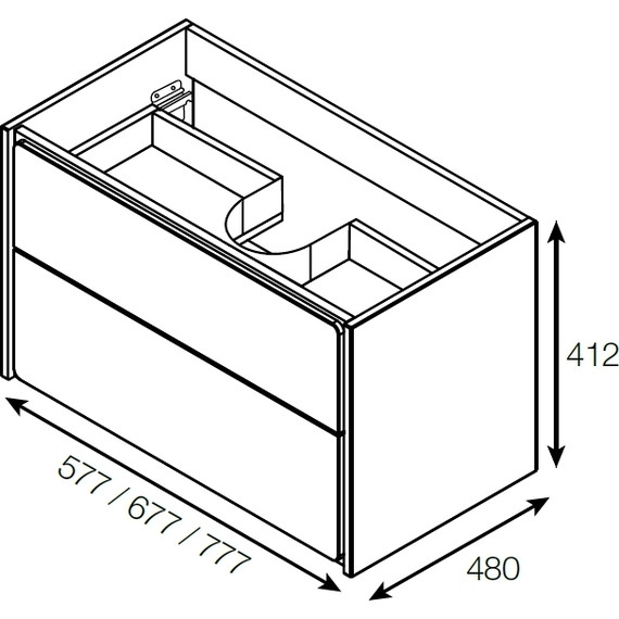 Тумба подвесная с раковиной Roca Ronda 70 см ZRU9302964, белый глянец/антрацит фото 7