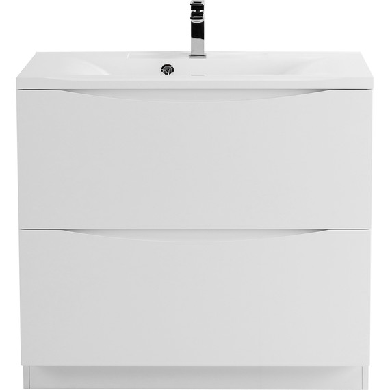 Тумба напольная с раковиной BelBagno MARINO-1000-2C-PIA-BL-P 100 см, белый фото 