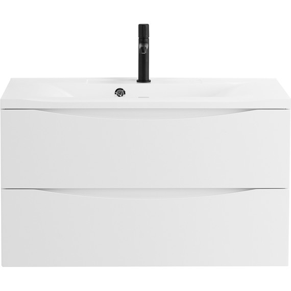 Тумба подвесная с раковиной BelBagno MARINO-1000-2C-SO-BL-P 100 см, Bianco Lucido фото 