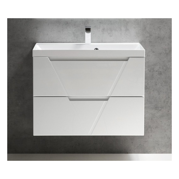 Тумба подвесная с раковиной BelBagno VITTORIA-1000-2C-SO-BL 100 см, белый фото 