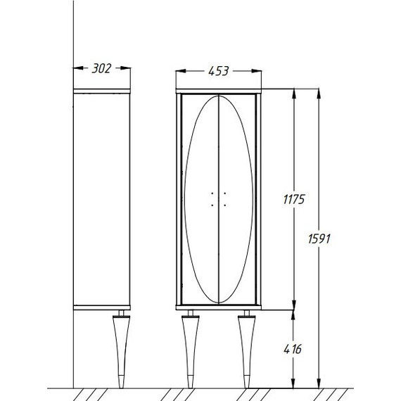 Пенал напольный Smile Ибица 45 см, белый/золото - 4 Пенал напольный Smile Ибица 45 см, белый/золото фото 4