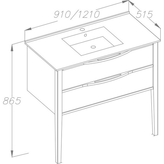 Тумба напольная с раковиной Smile Риголетто 90 см, 2 ящика, белый фото 3