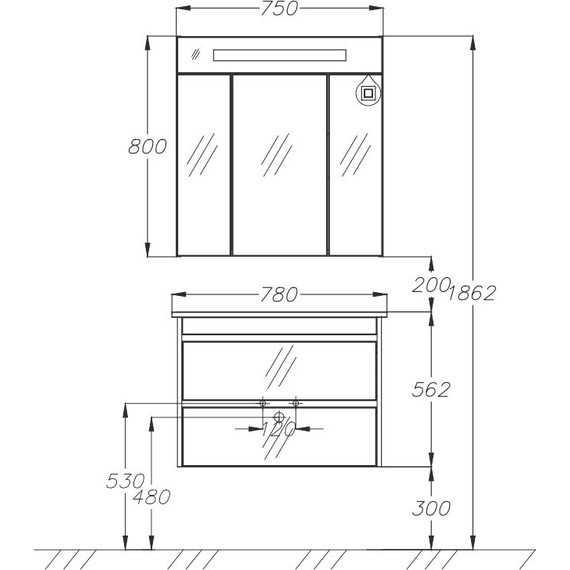 Зеркало-шкаф Smile Фреш 80 см, белый фото 6