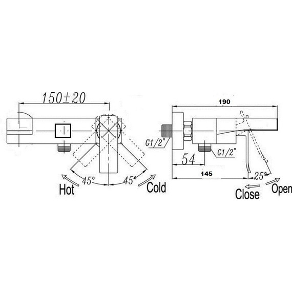 Набор смесителей 2 в 1 для ванны Bronze de Luxe Grani ТВ980, хром фото 2