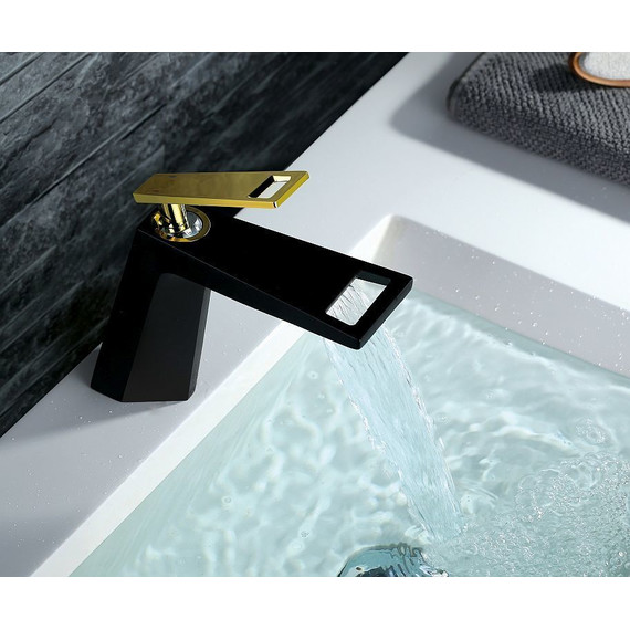 Смеситель для раковины Bronze de Luxe Quadro A919B, черный/золото - 3 Смеситель для раковины Bronze de Luxe Quadro A919B, черный/золото фото 3