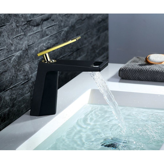 Смеситель для раковины Bronze de Luxe Quadro A919B, черный/золото - 4 Смеситель для раковины Bronze de Luxe Quadro A919B, черный/золото фото 4