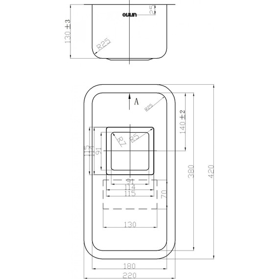 Кухонная мойка Oulin OL-0361 square 1,2 мм, нержавеющая сталь фото 3